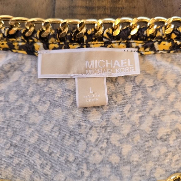 Michael Kors Black Yellow Long Sleeve Pullover Blouse L - Picture 5 of 7